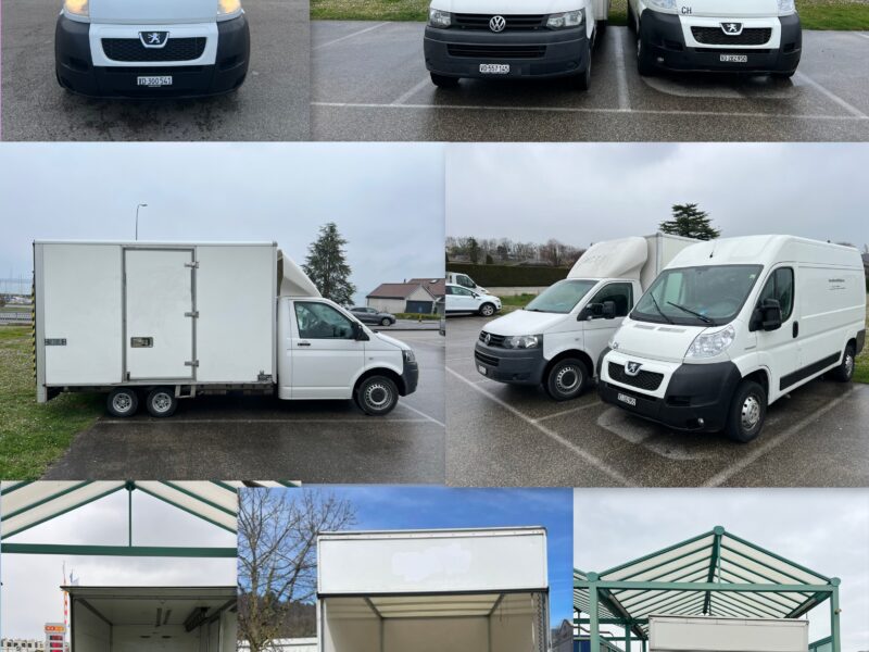Plusieurs camion avec elevateur