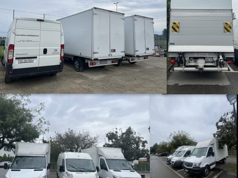 Plusieurs camion avec elevateur